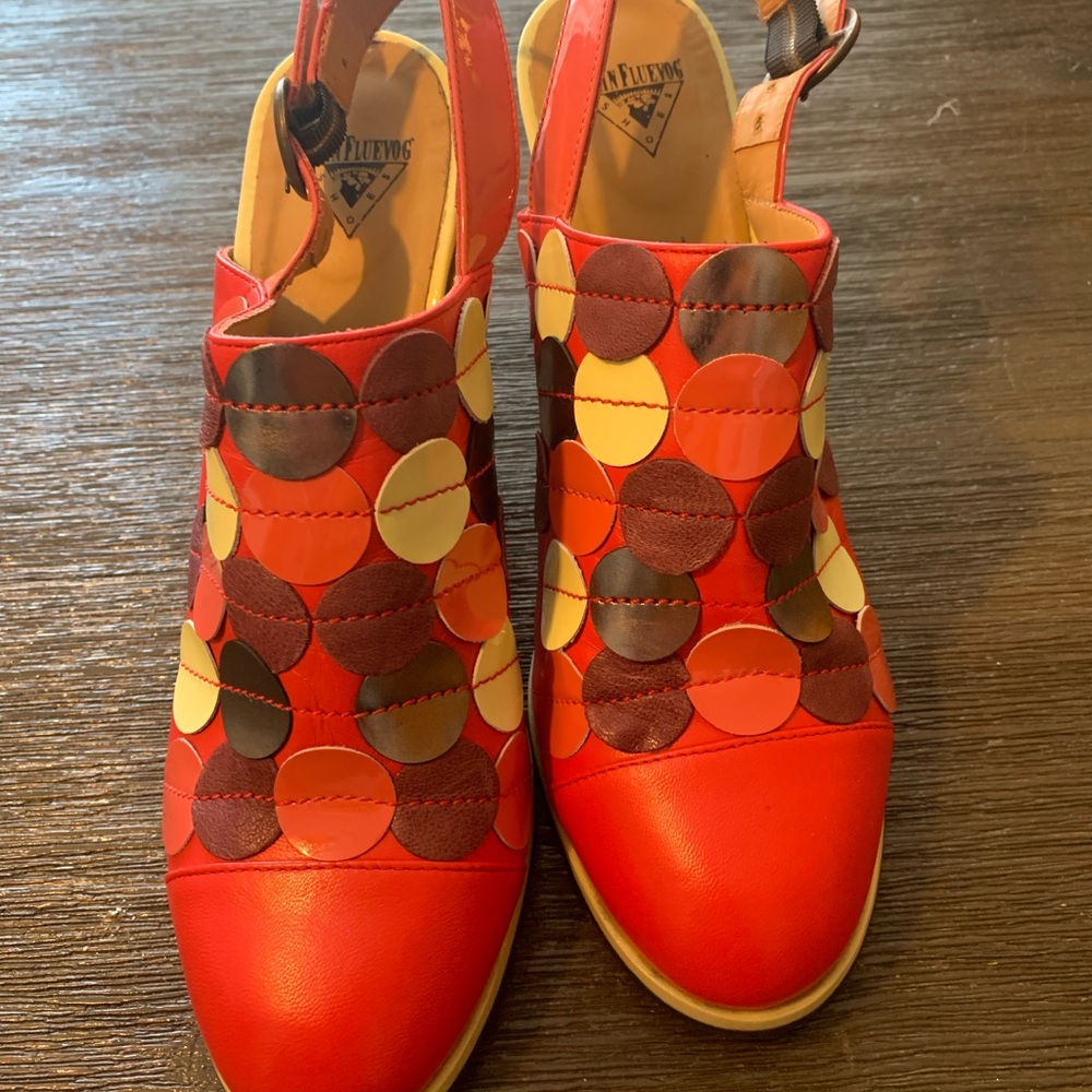 John Fluevog 10 Red Heels with Purple and Pink Details - Picture 12 of 12